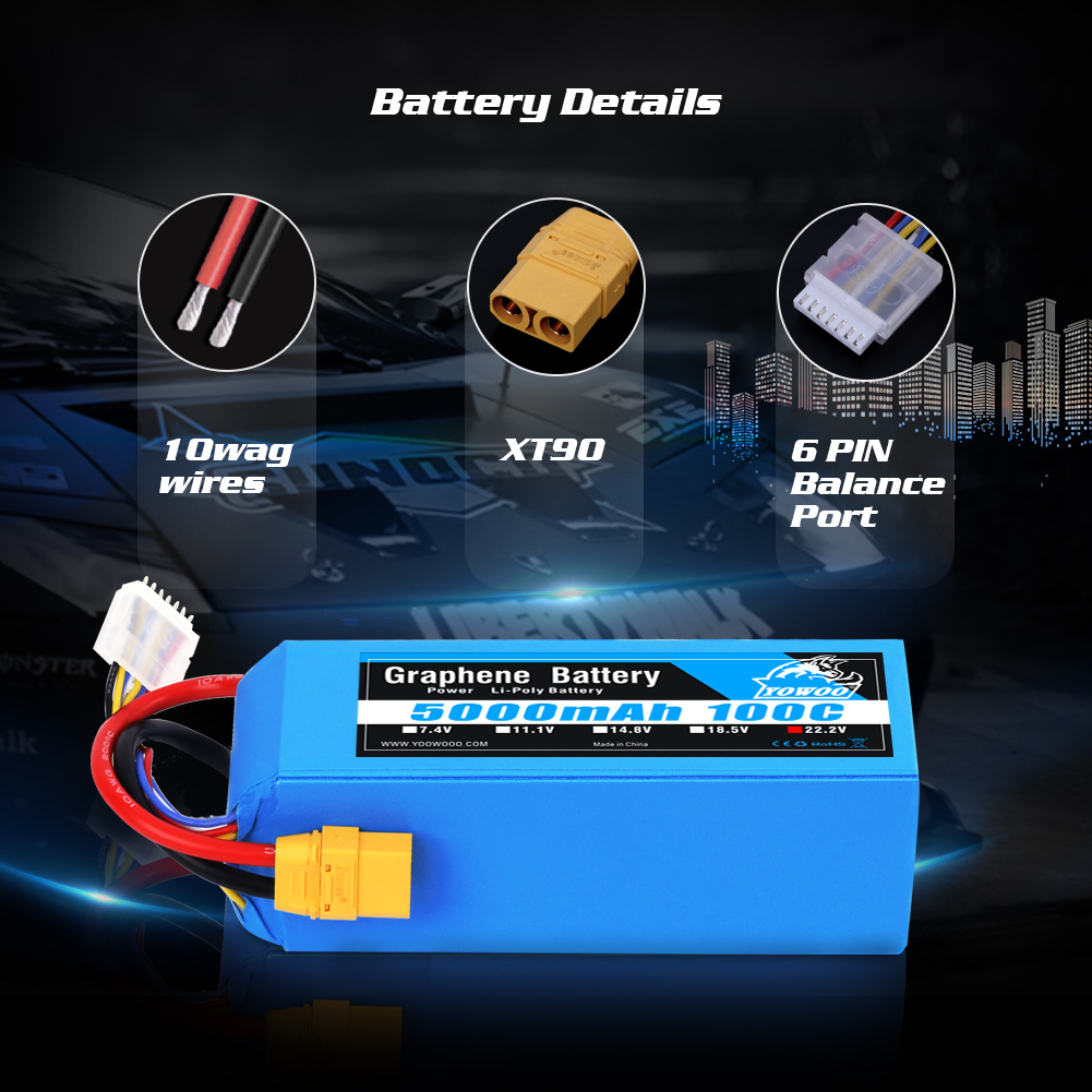 Yowoo Graphene Lipo Battery 6S - огляд і ціна 6S Lipo Battery 22.2V 5000Mah