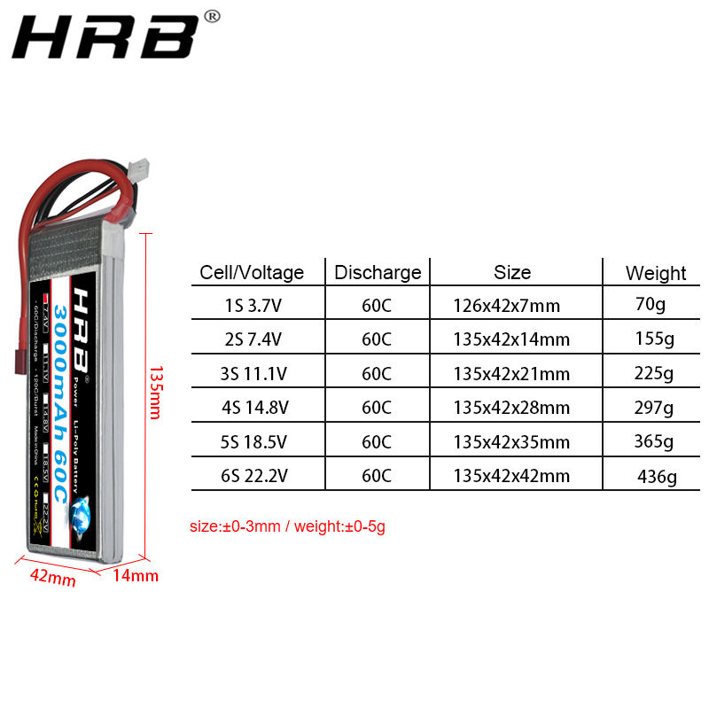 HRB lipo Battery 2S 3S 4S 6S 5 - огляд і ціна 4S Lipo Battery 14.8V 6000Mah